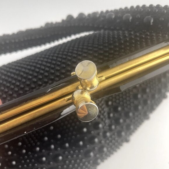 Vintage Black Beaded Evening Handbag Purse Made in Hong Kong 11 x 9 inches - Picture 8 of 10